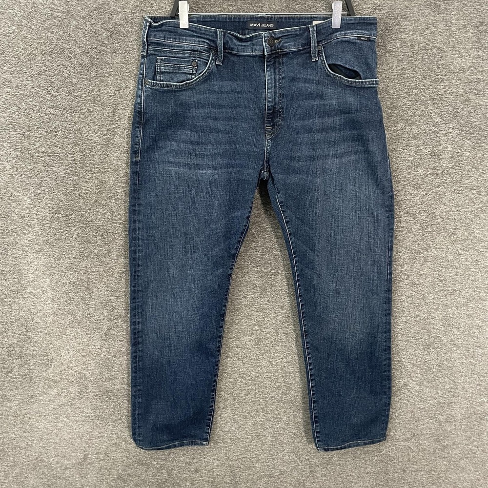 Mavi Zach Straight Leg Jeans Mens 36x30 Blue Dark Wash Stretch Denim Pants